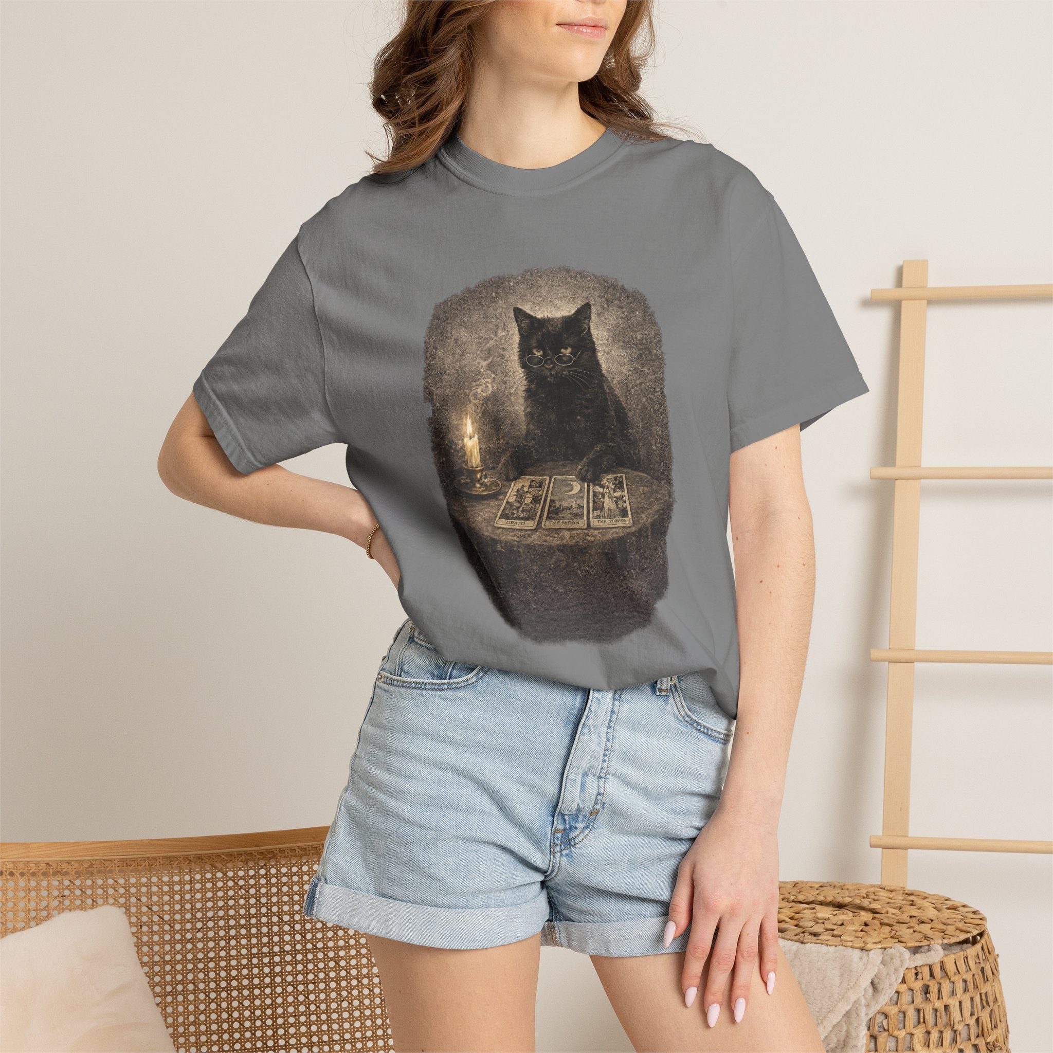 Tarot Cat T-Shirt — Black Cat Fortune Teller Graphic Tee