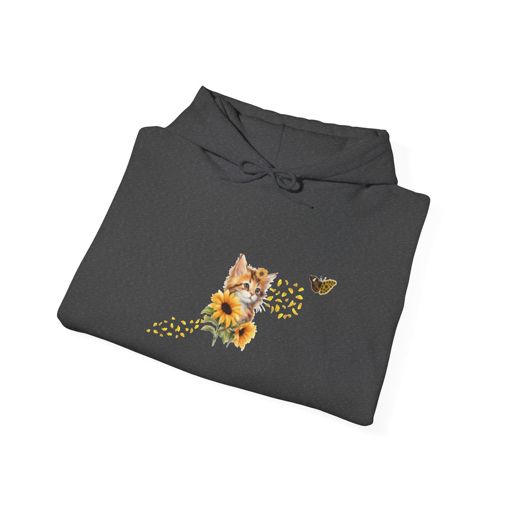 Sunflower Kitten Hoodie | Cute Cat, Sunflower Sleeve Design