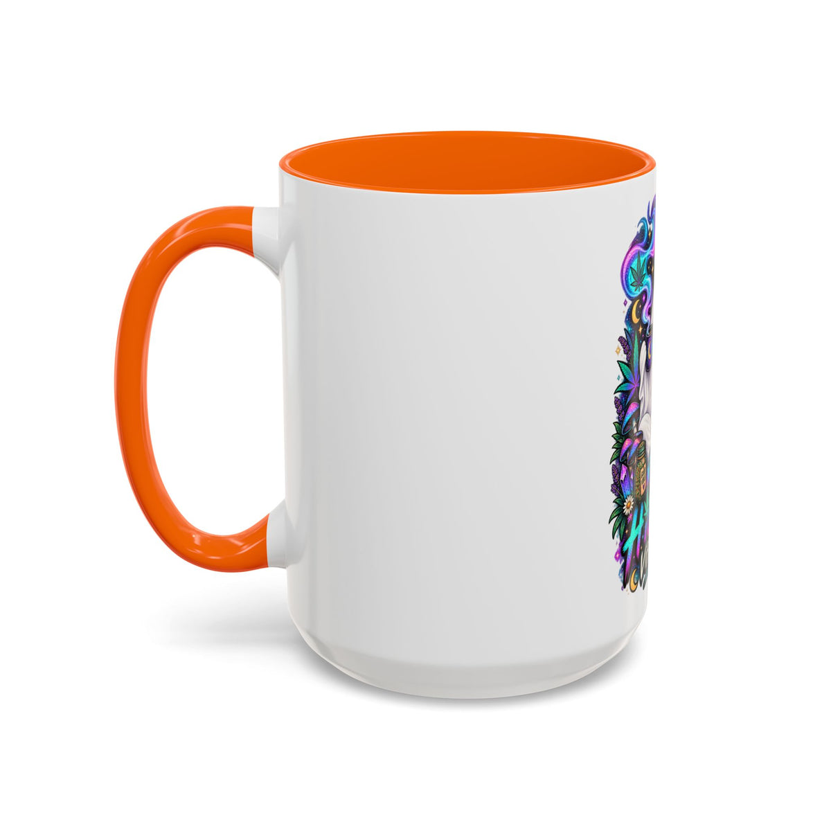 Higher Vibrations Coffee Mug — Cute Ghost & Cat Accent Mug (11/15 oz)