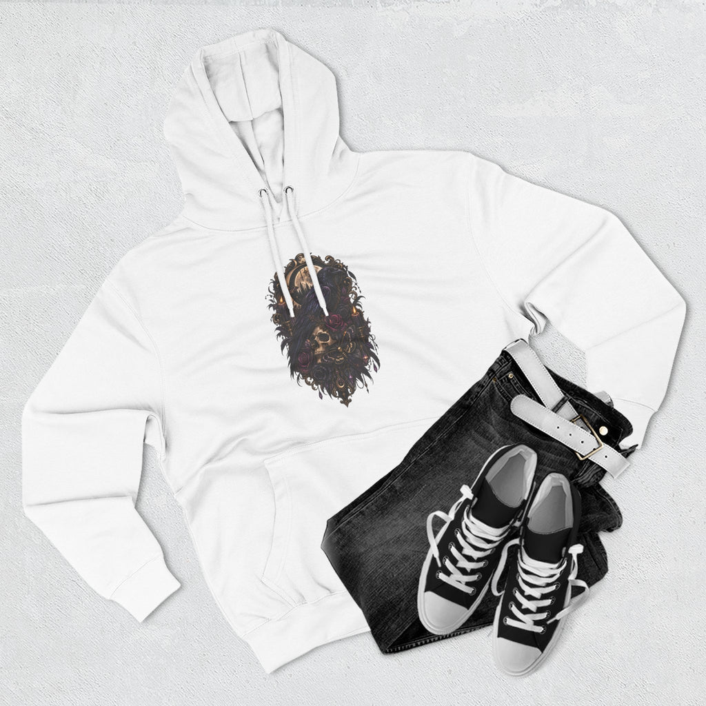 Raven Skull Graphic Hoodie — Gothic Fleece Pullover