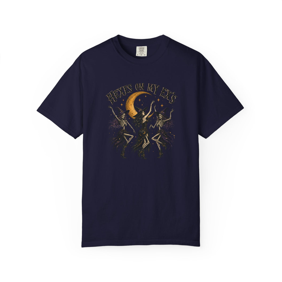 Witches and skeleton Graphic T-Shirt — "Hexes On My Ex's" Moon Witch Tee