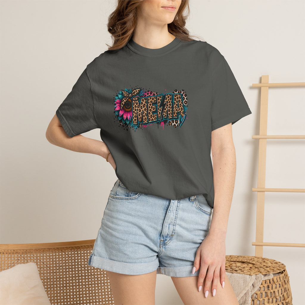 MEMA Leopard Floral Logo T-Shirt — Vintage Animal Print Graphic Tee