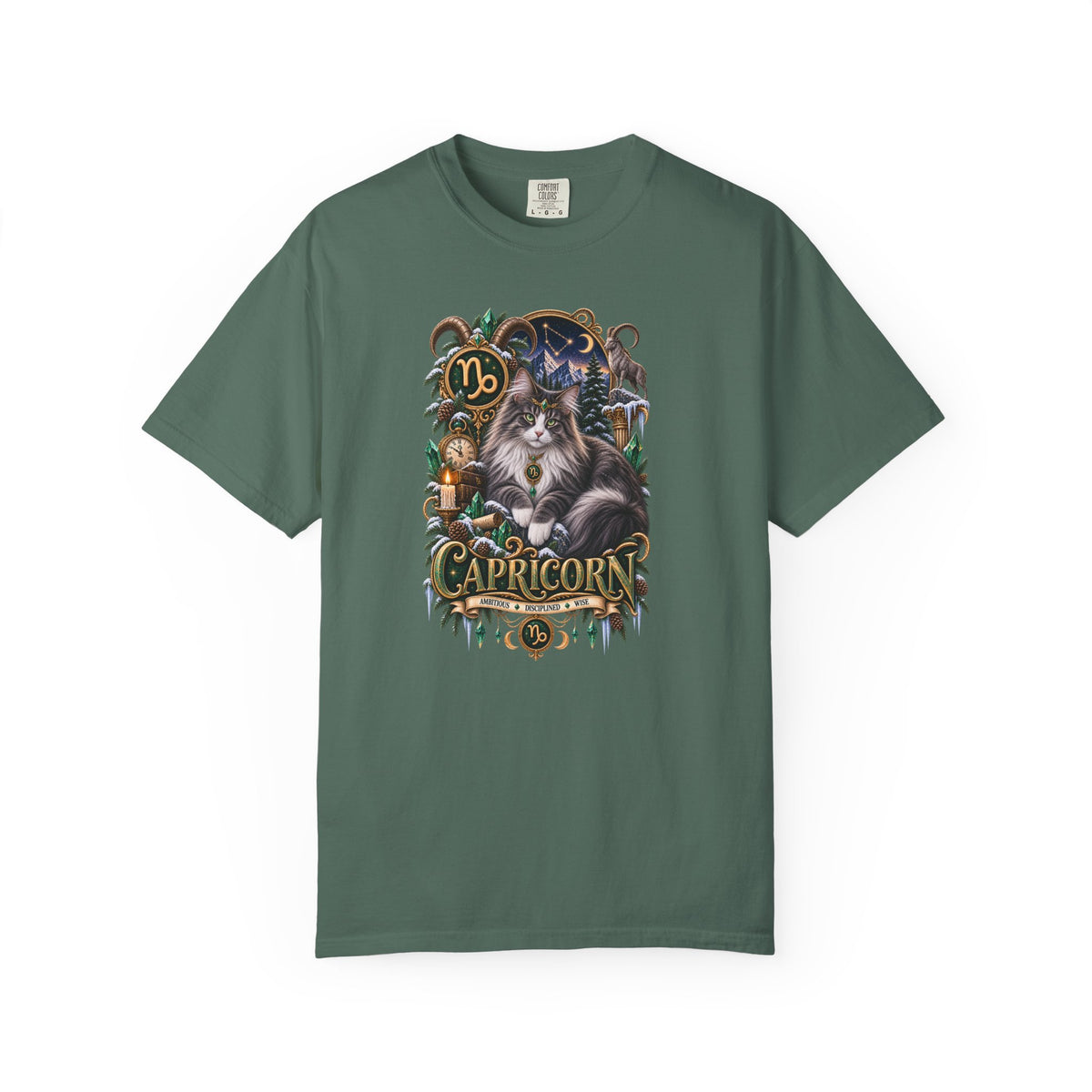 Capricorn Zodiac Norwegian Mountain Cat T-Shirt — Astrological Horoscope Tee