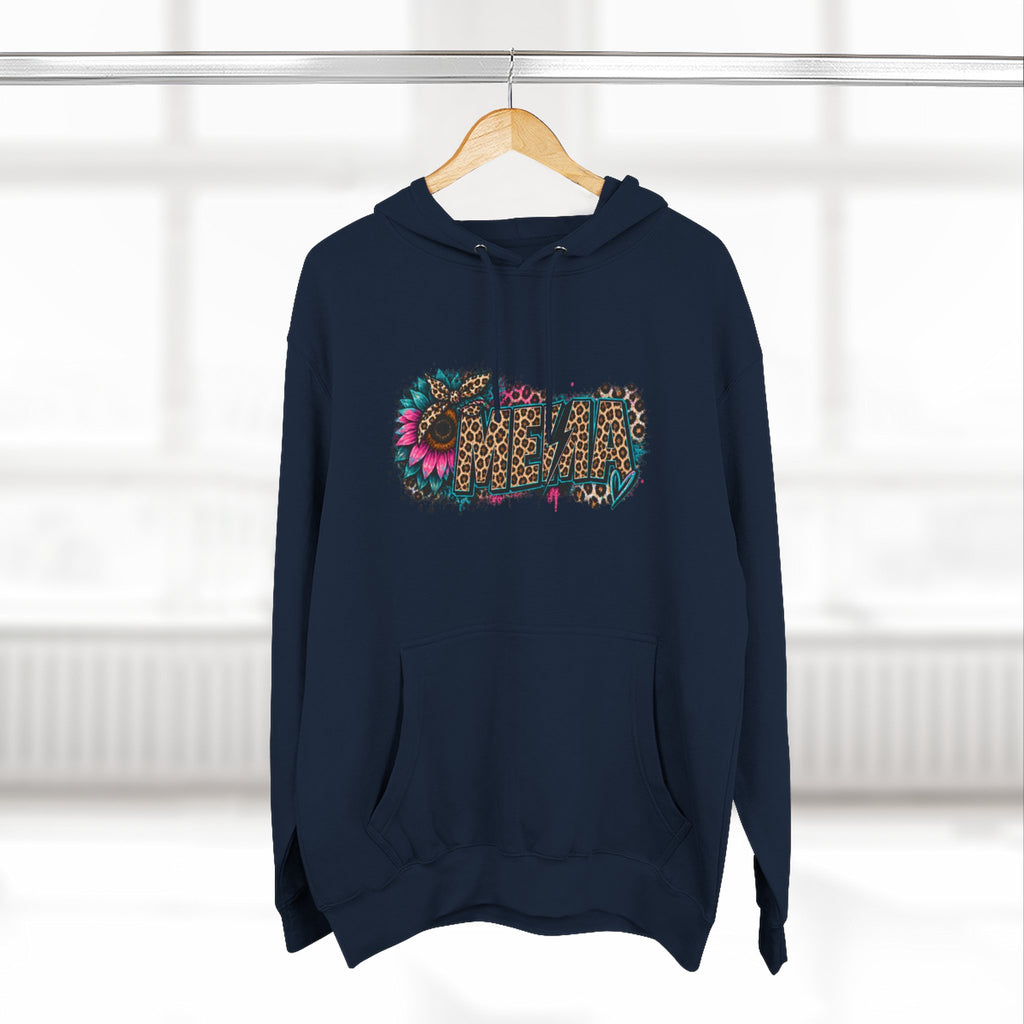 MEMA Leopard Floral Heat Hoodie — Cozy Fleece Pullover with Leopard & Flowers Design