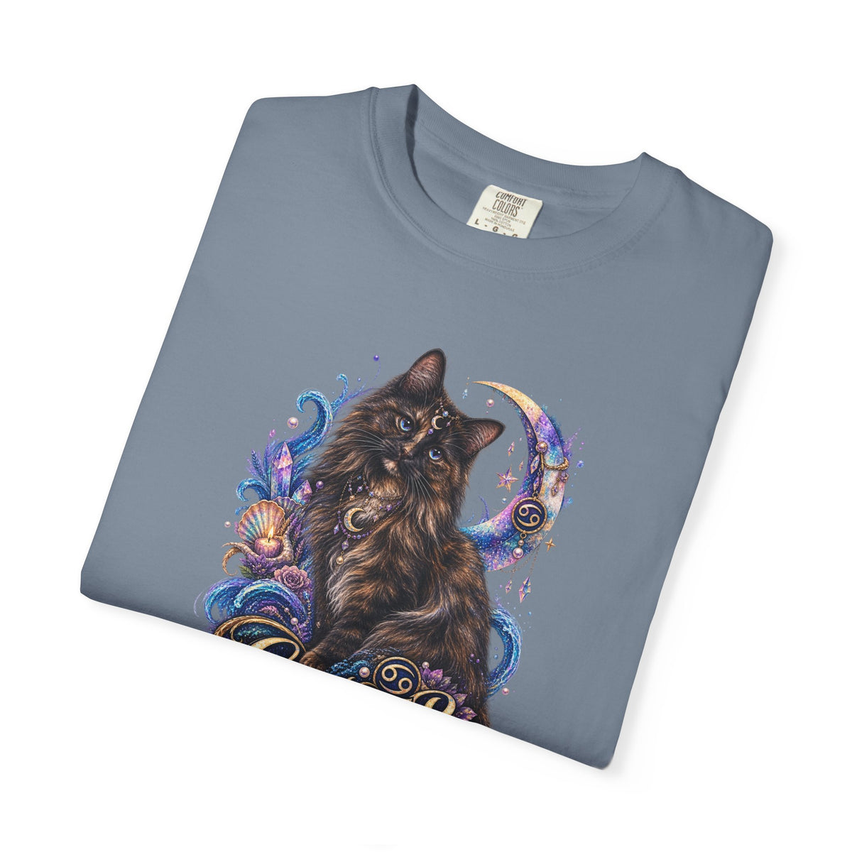 Cancer Zodiac T‑Shirt — Mystical Tortoiseshell   Cat Horoscope Design