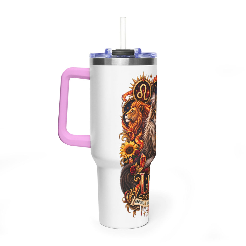 Leo Zodiac 40oz Vacuum Tumbler – Maine Coon Cat Astrology Travel Mug