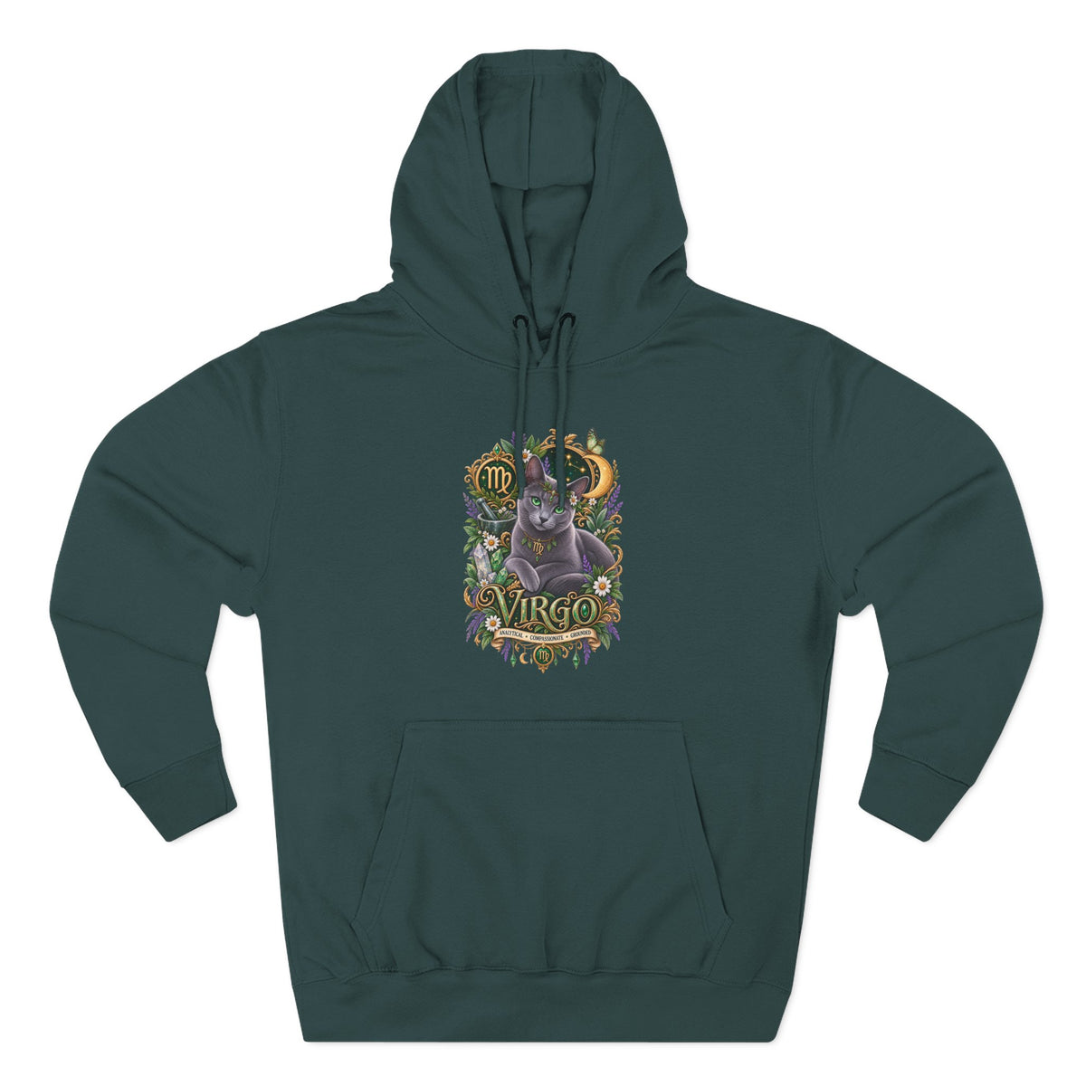 Virgo Russian Blue Cat Zodiac Hoodie — Astrological Virgo Horoscope Pullover
