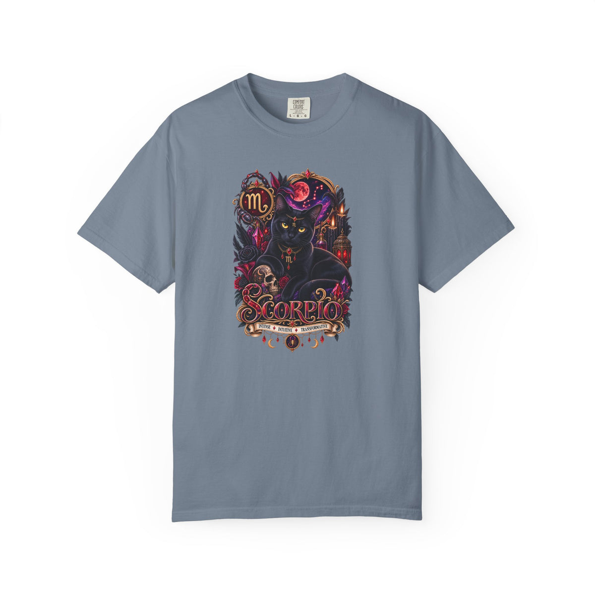 Scorpio Black Cat Zodiac T-Shirt — Dark Mystical Scorpio Graphic Tee