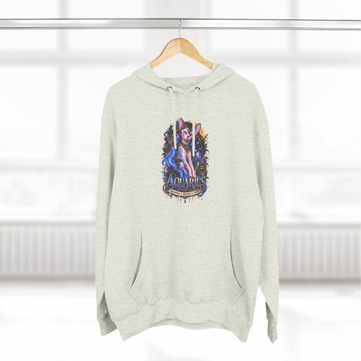 Aquarius Sphynx Cat Zodiac Hoodie- Celestial Astrology Cat Lover Sweatshirt