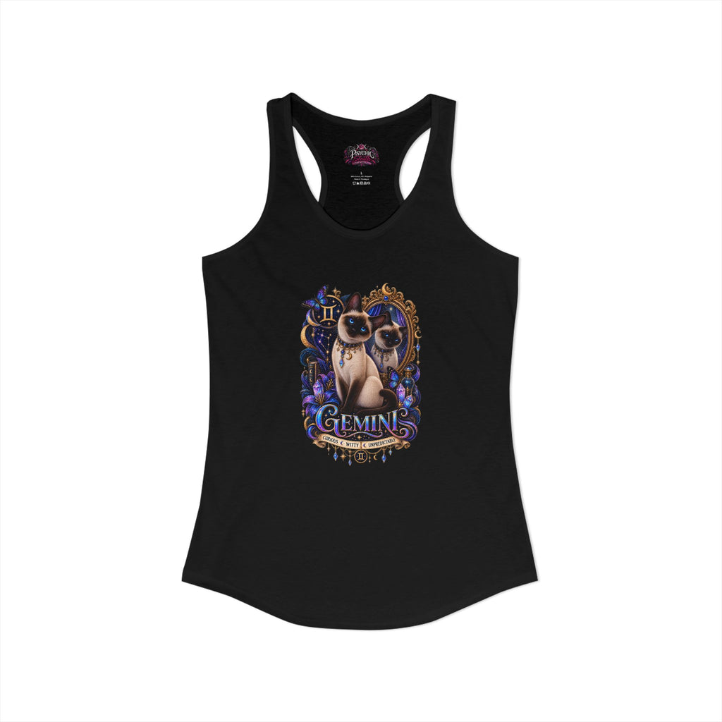 Gemini Siamese Cat Zodiac Tank- Celestial Astrology Cat Lover Tank