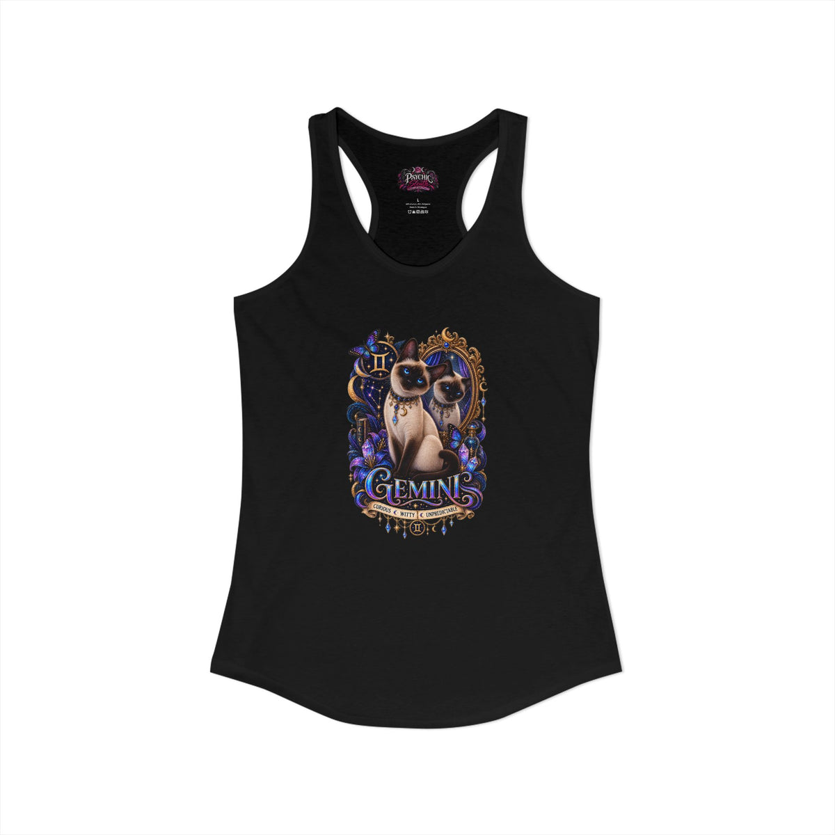 Gemini Siamese Cat Zodiac Tank- Celestial Astrology Cat Lover Tank
