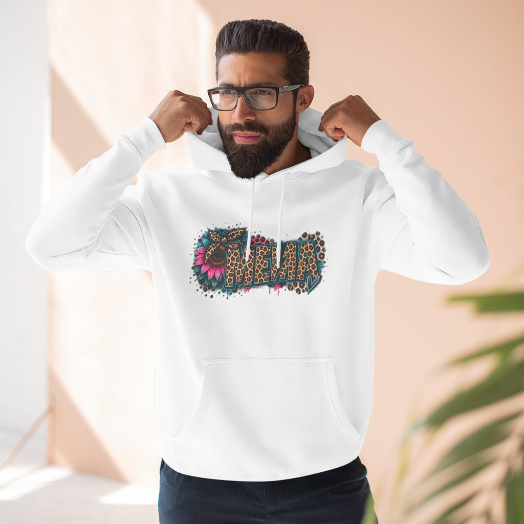 MEMA Leopard Floral Heat Hoodie — Cozy Fleece Pullover with Leopard & Flowers Design