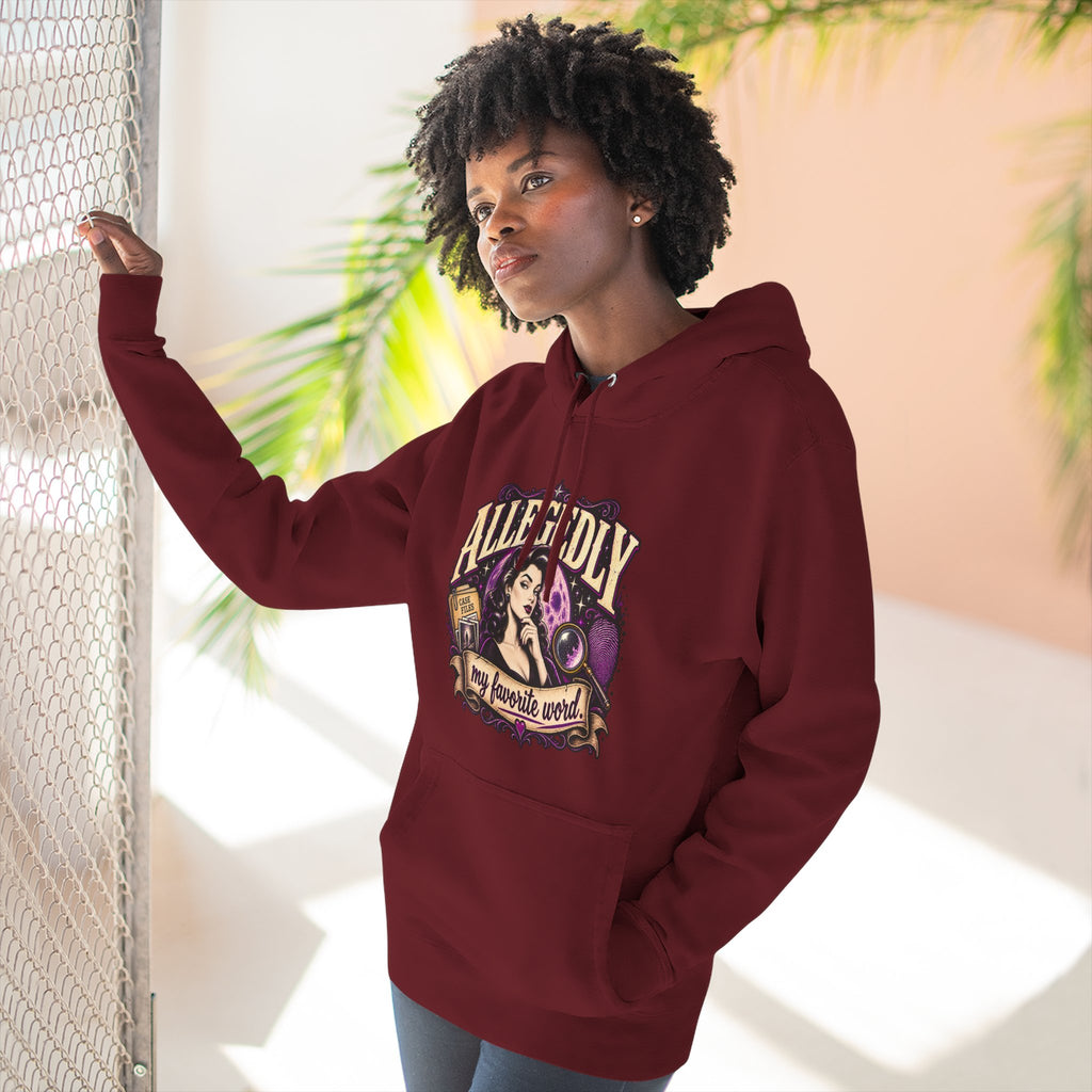 Hoodie — "Allegedly My Favorite Word" Retro Witch Graphic