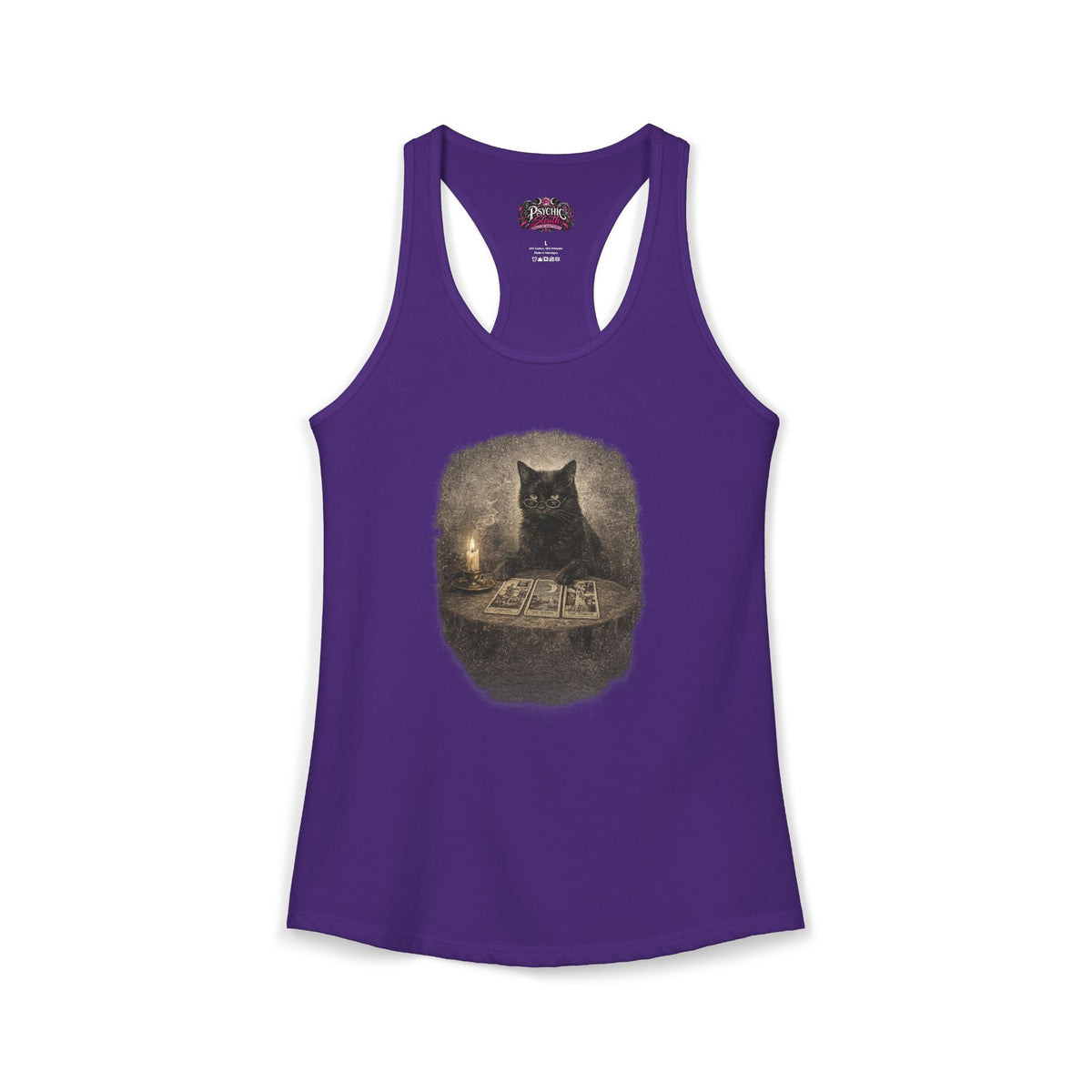 Black Cat reading Tarot Cards Tank
