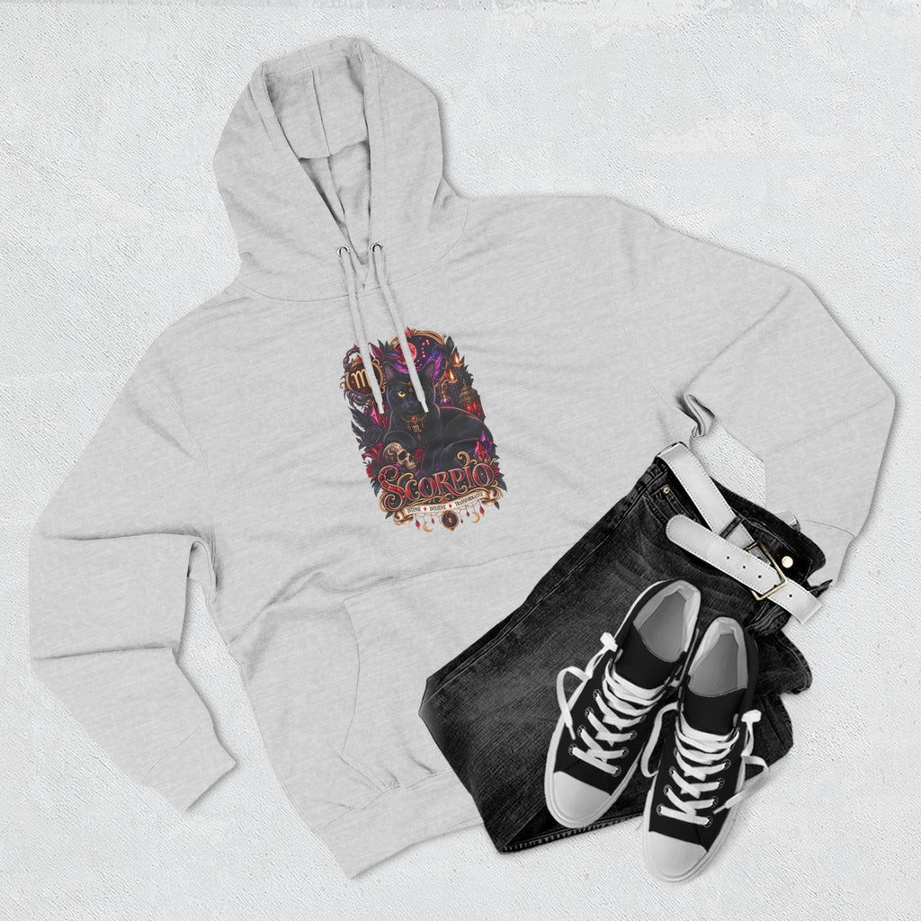 Scorpio Bombay Black Cat Floral Zodiac Hoodie — Intricate Scorpion Zodiac Sign