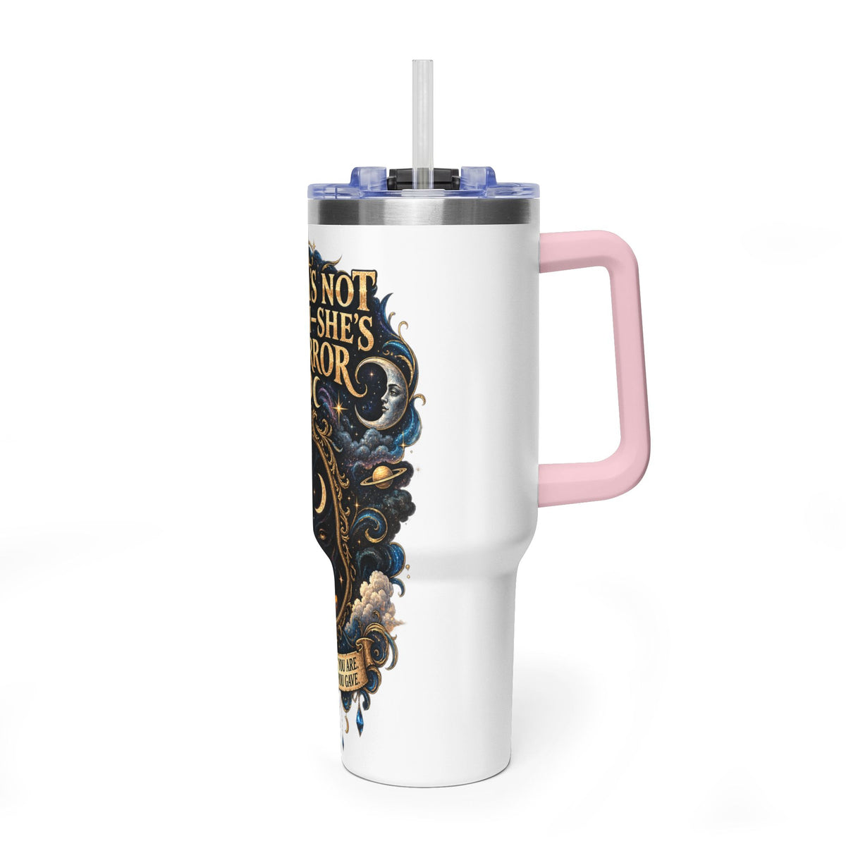 Karma Mirror 40oz Vacuum Tumbler – Celestial Sun & Moon Thermal Cup