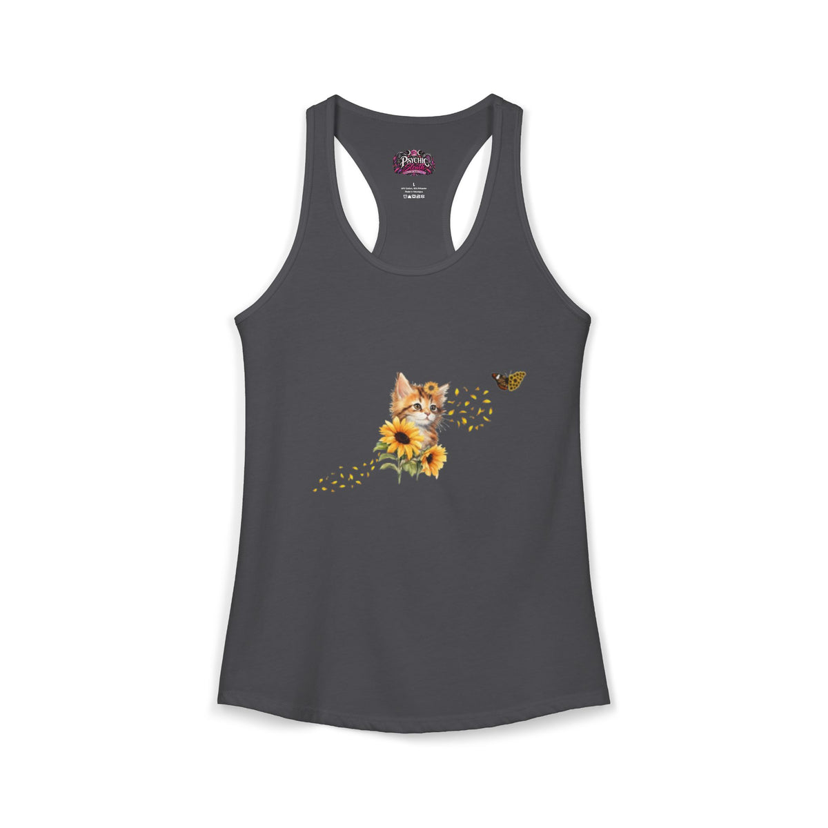 Kitten Sunflower Chasing Butterfly Tank