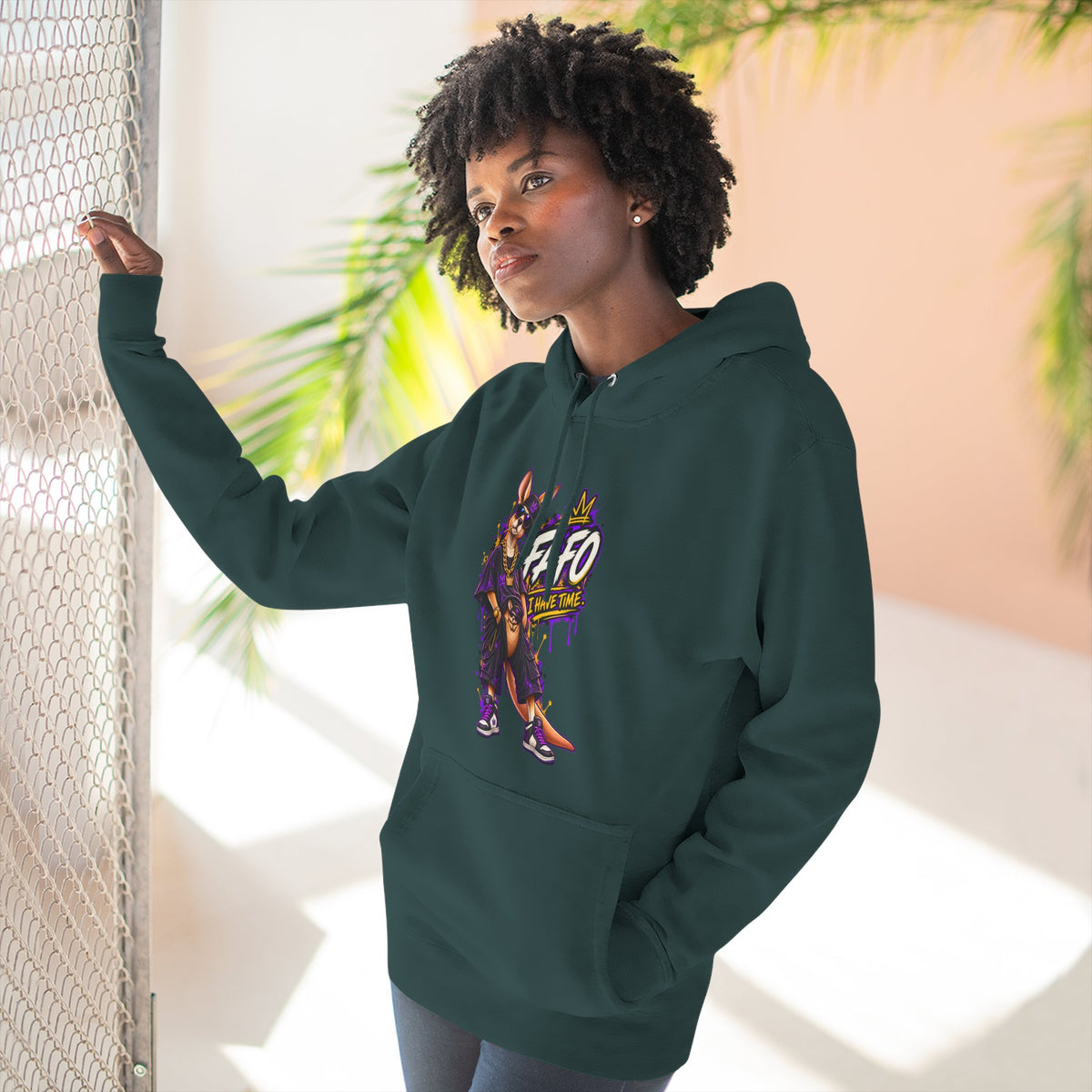 Streetstyle Kangaroo Graphic Hoodie — "FAFO" Retro Character Pullover