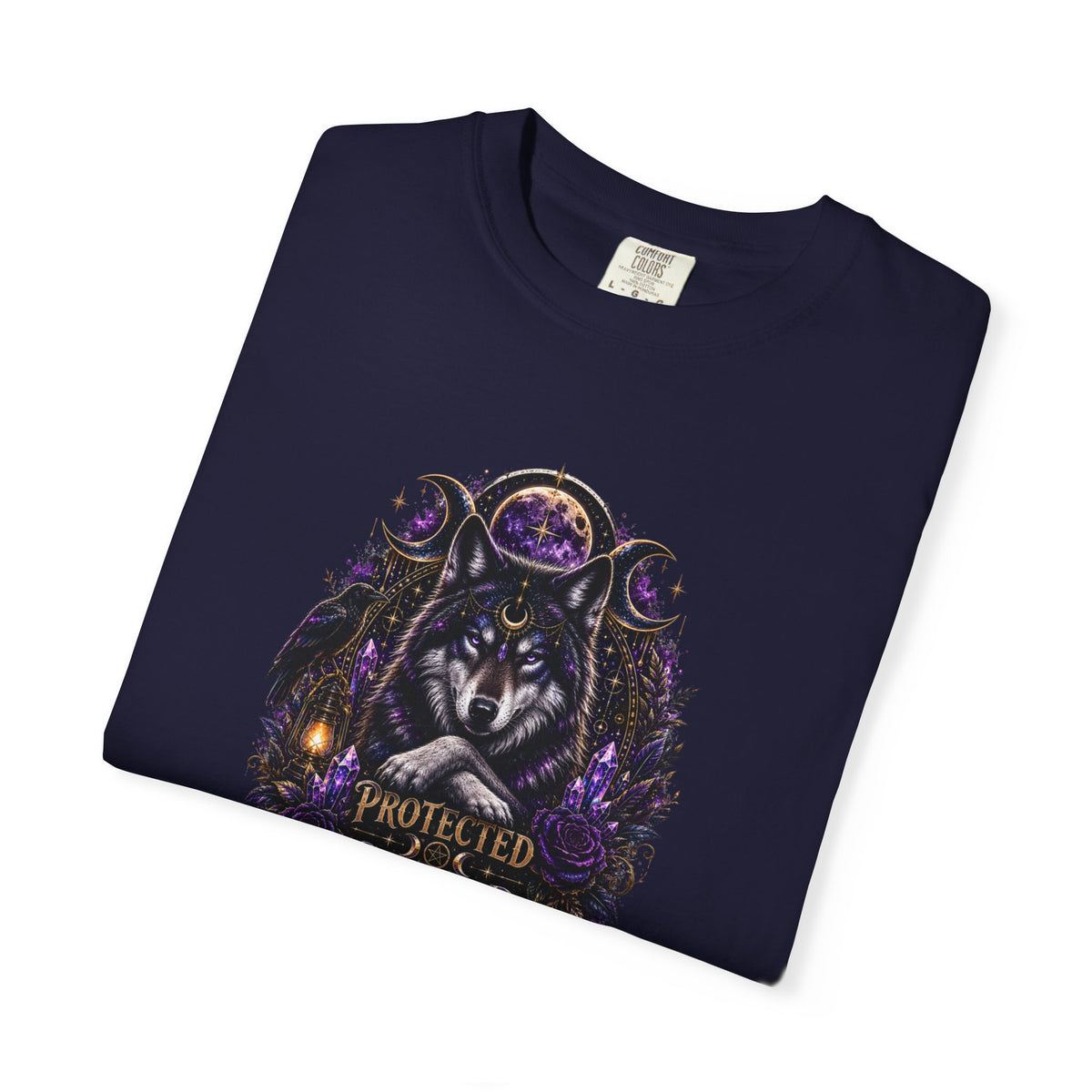 Protector Wolf T-Shirt — "Protected, Guided, Unfuckwithable" Spiritual Graphic Tee