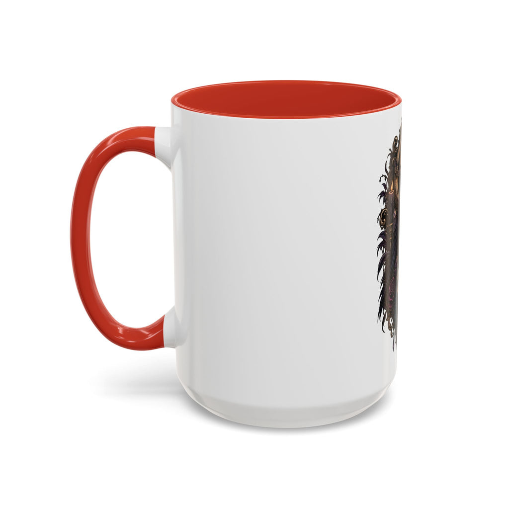 Gothic Raven & Skull Accent Coffee Mug — Dark Floral Occult Tea Cup