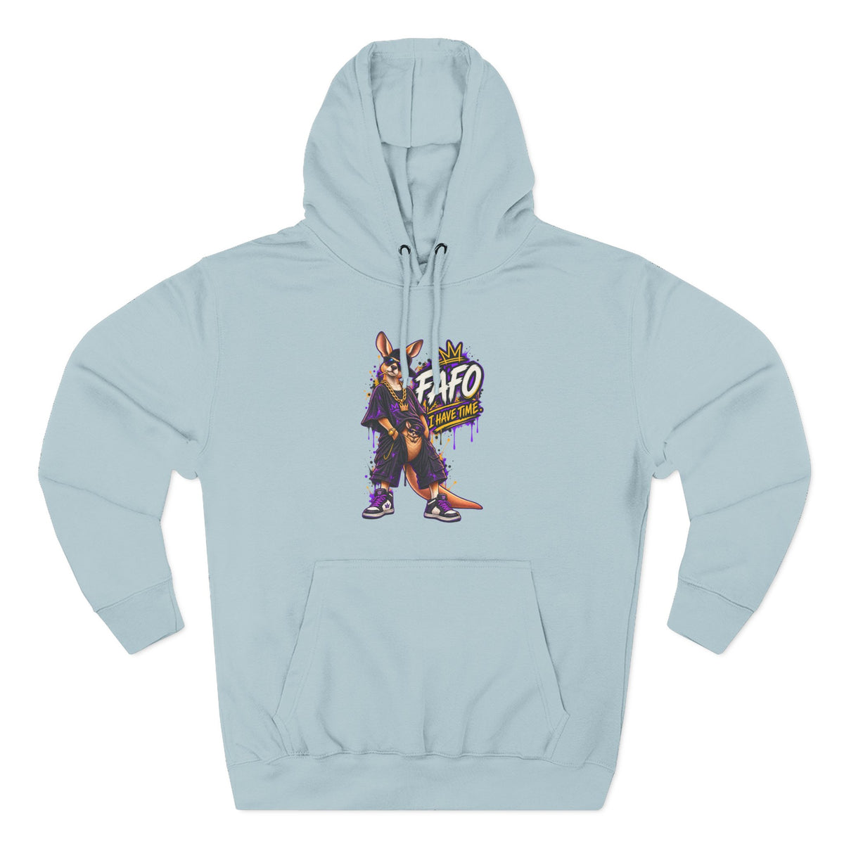 Streetstyle Kangaroo Graphic Hoodie — "FAFO" Retro Character Pullover