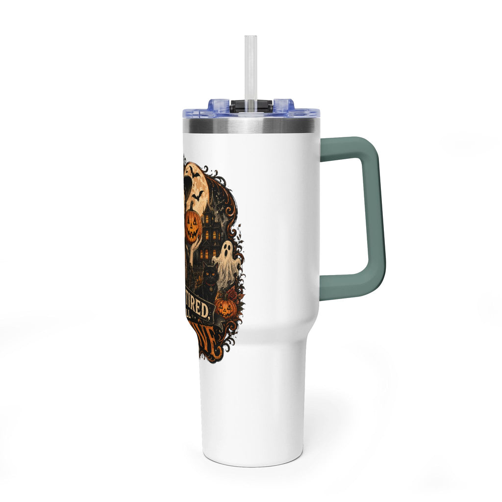 40oz Halloween Tumbler — "Dead Tired, Still Festive" Thermal Cup