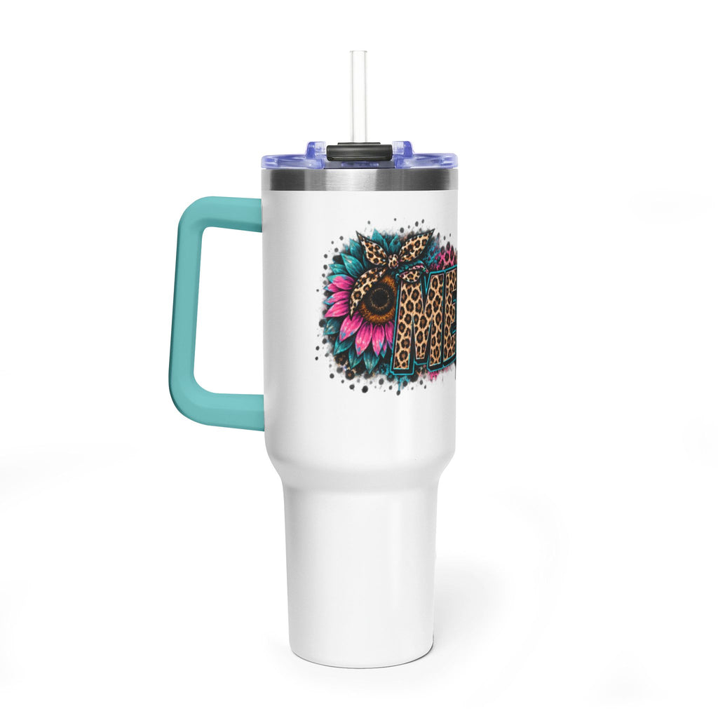 40oz Vacuum Tumbler — Mema Leopard Print Floral Design
