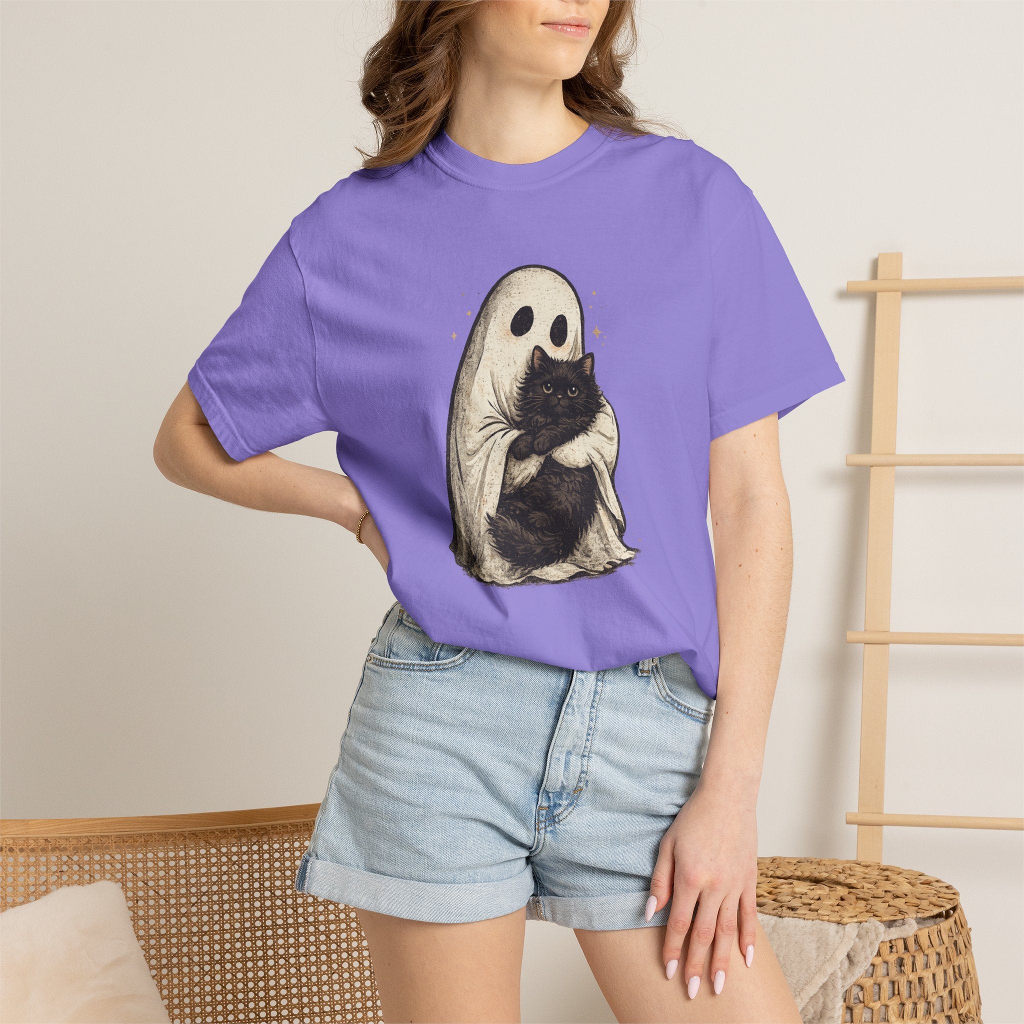 Ghost Hug T-Shirt — Cute Ghost Holding Cat Graphic Tee