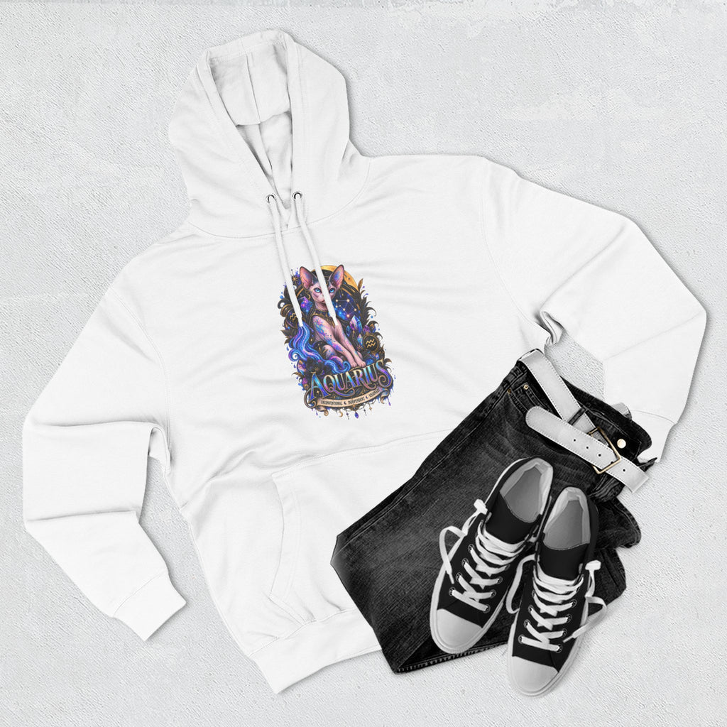 Aquarius Sphynx Cat Zodiac Hoodie- Celestial Astrology Cat Lover Sweatshirt