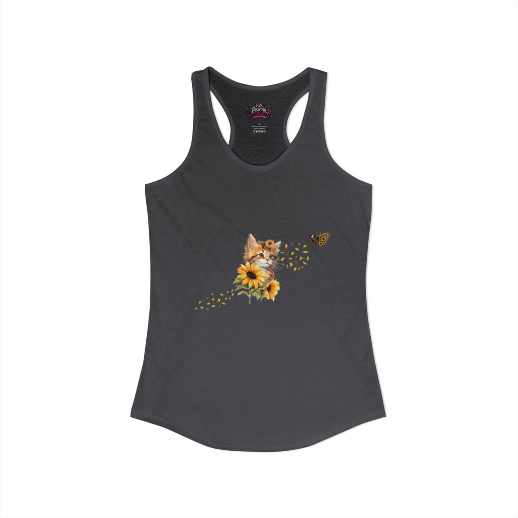 Kitten Sunflower Chasing Butterfly Tank