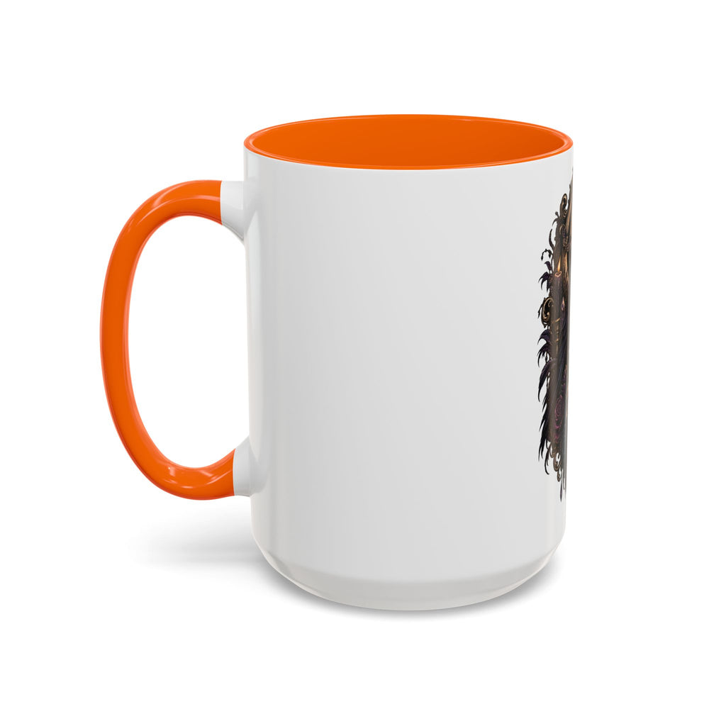 Gothic Raven & Skull Accent Coffee Mug — Dark Floral Occult Tea Cup