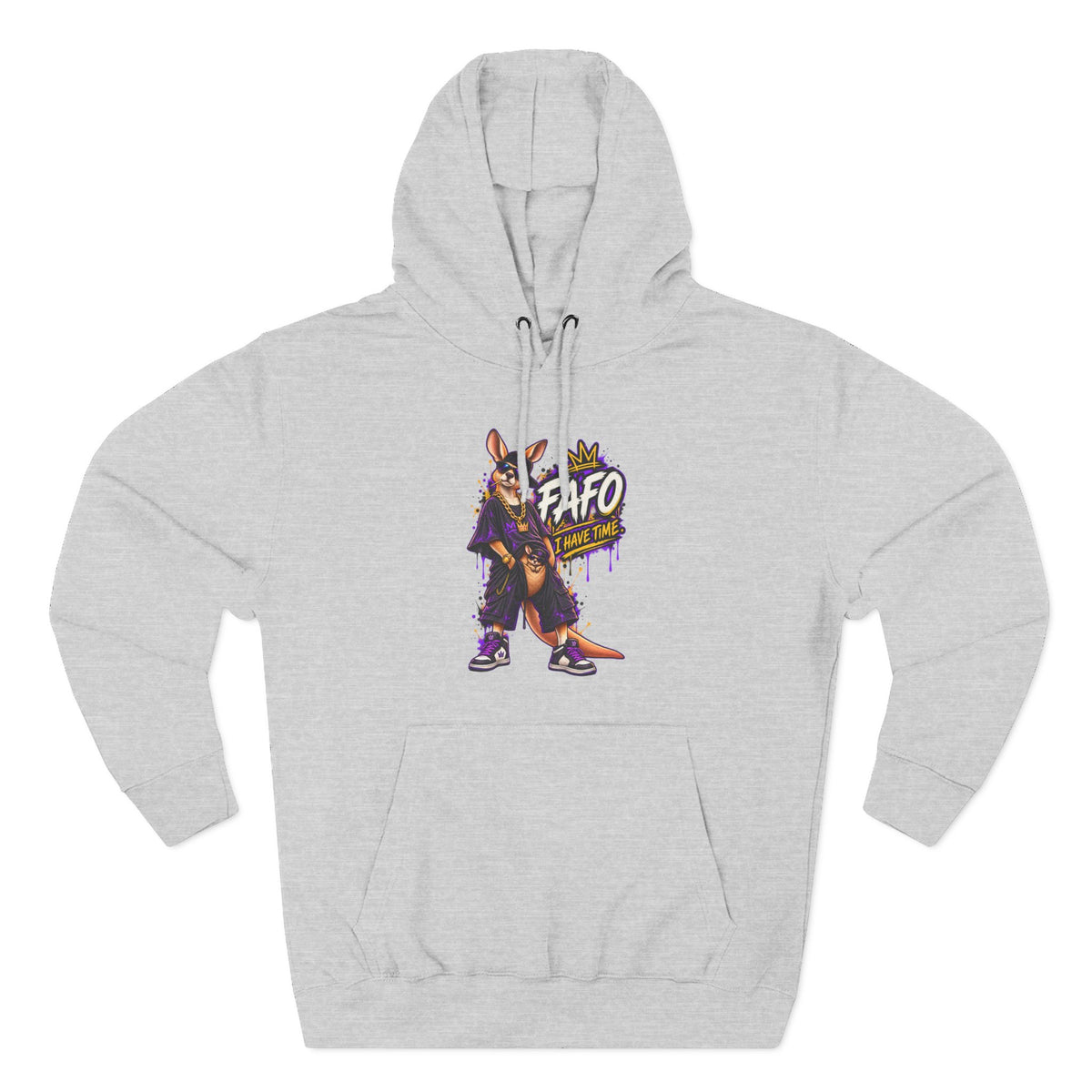 Streetstyle Kangaroo Graphic Hoodie — "FAFO" Retro Character Pullover