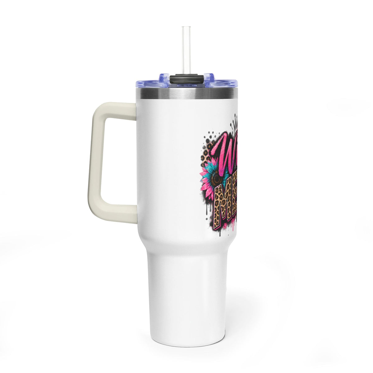 40oz Tumbler - "Wild Mom" Leopard Print Thermal Travel Cup