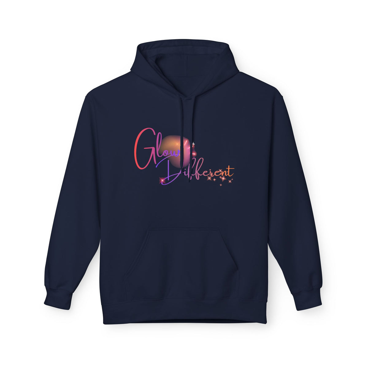 Glow Different Hoodie — Pastel Brush Script Inspirational Pullover