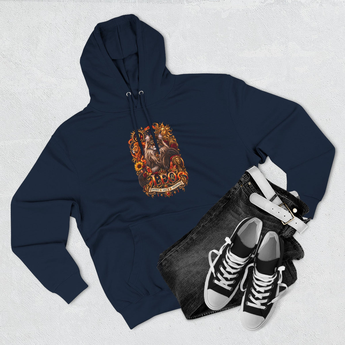 Leo Maine Coon Zodiac Hoodie — Mystical Celestial Cat Astrology Design