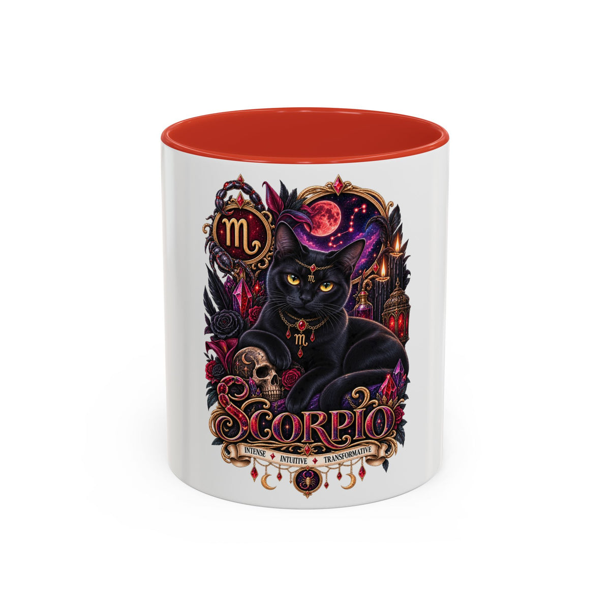 Scorpio Zodiac Black Cat Accent Coffee Mug – Astrology Gift (11oz & 15oz)