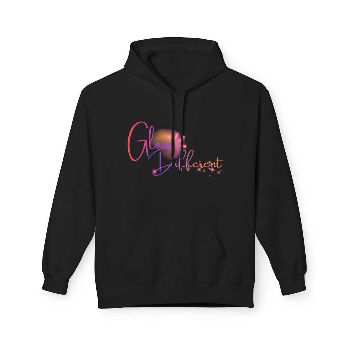 Glow Different Hoodie — Pastel Brush Script Inspirational Pullover