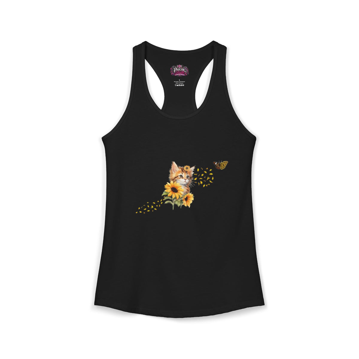 Kitten Sunflower Chasing Butterfly Tank