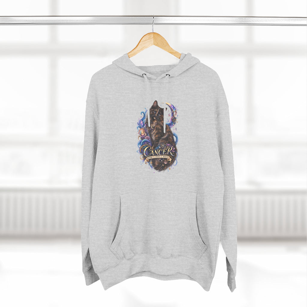 Cancer Tortoiseshell Cat Zodiac Hoodie — Zodiac Cat Graphic Fleece Pullover