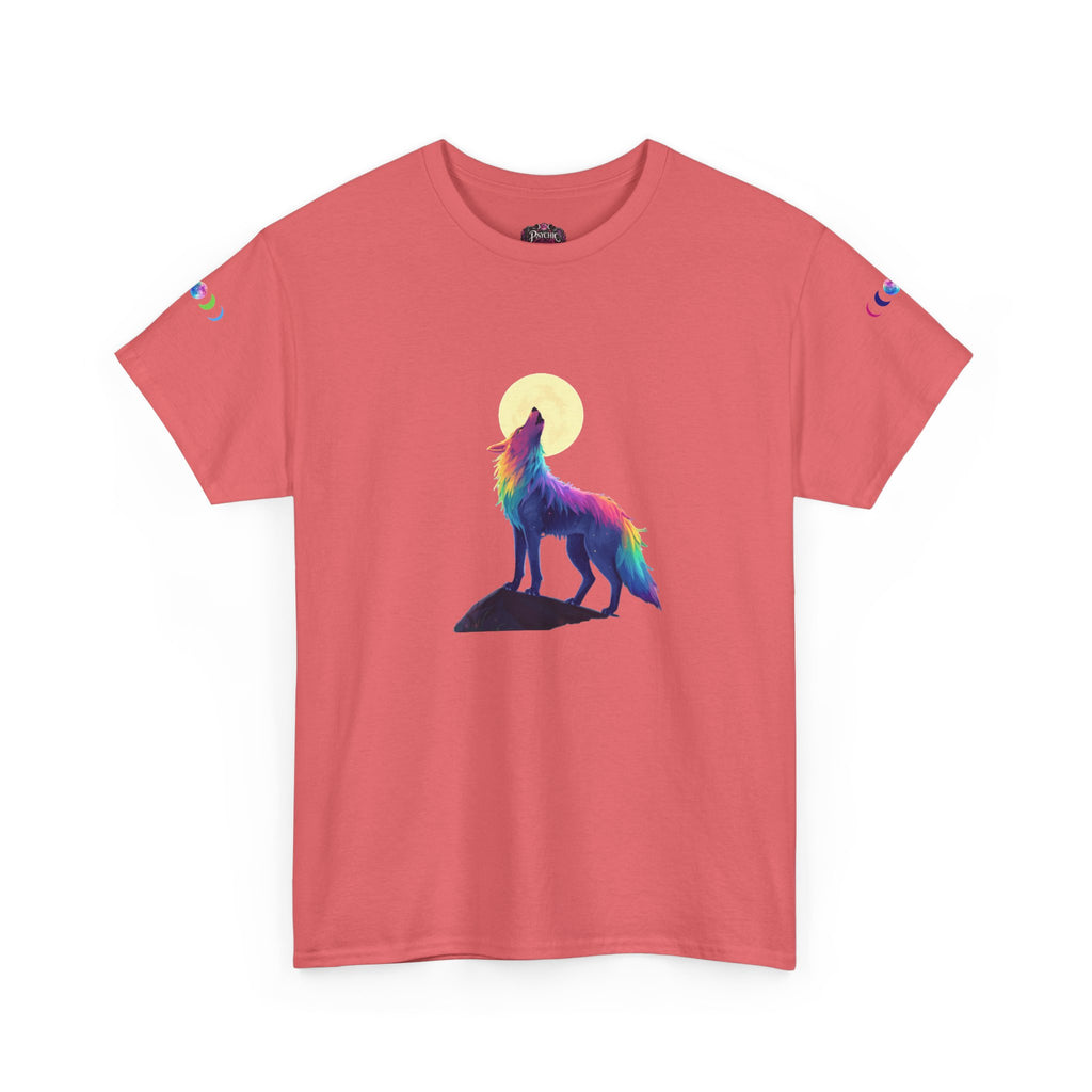 Wolf Moon T‑Shirt — Rainbow Celestial Wolf Graphic Tee