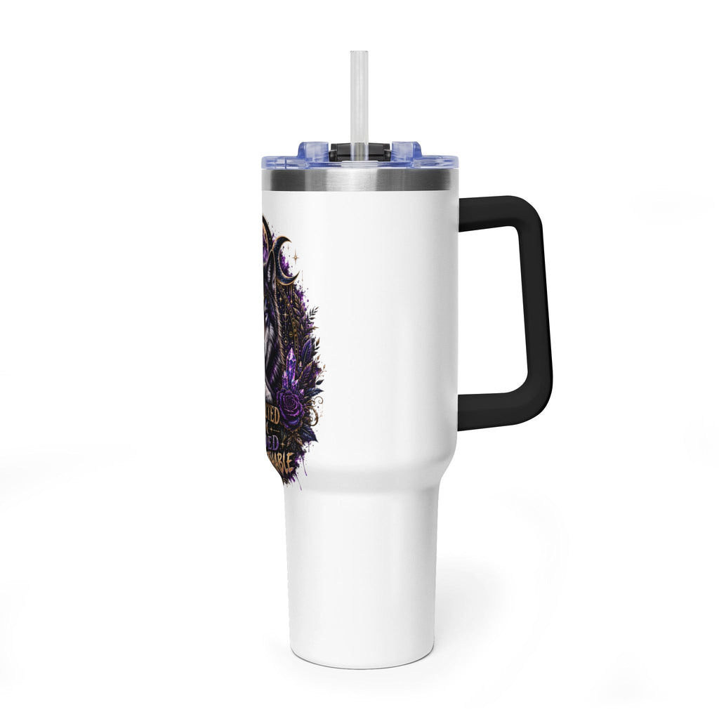 40oz Vacuum Tumbler — 'Protected & Guided' Mystic Wolf Thermal Mug