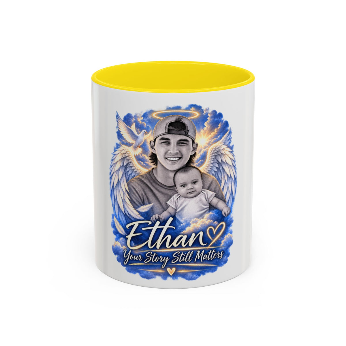 Memorial Coffee Mug — Personalized "Ethan  Your Story Still Matters" Angel Wings Tribute