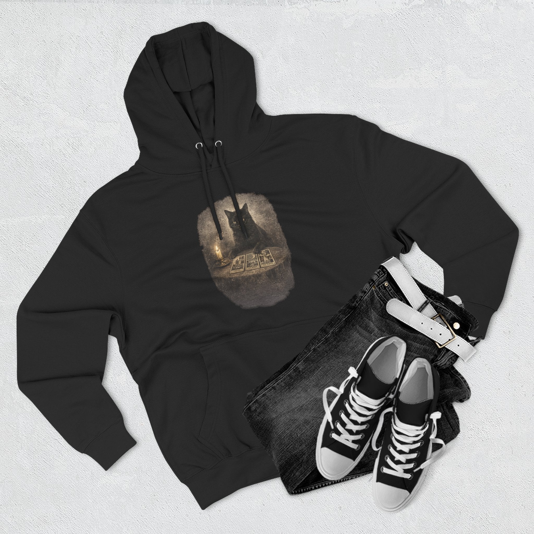 Tarot Black Cat Pull Over Hoodie