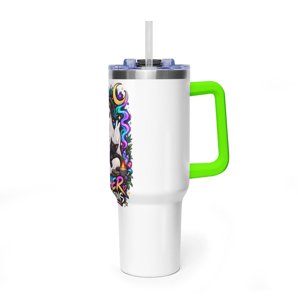 40oz Tumbler — "Higher Vibrations" Ghost & Cat Thermal Travel Mug