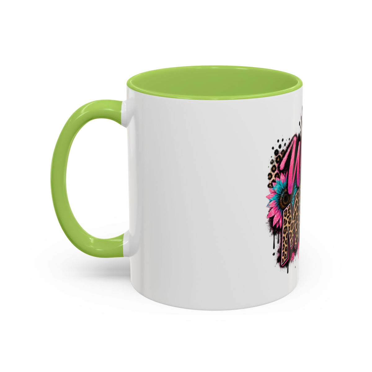 Wild Mama Leopard Accent Coffee Mug – Fun Mom Gift, Pink Crown Graphic (11/15 oz)