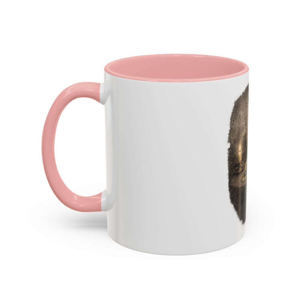 Tarot Cat Accent Coffee Mug — Witchy Black Cat with Tarot Cards