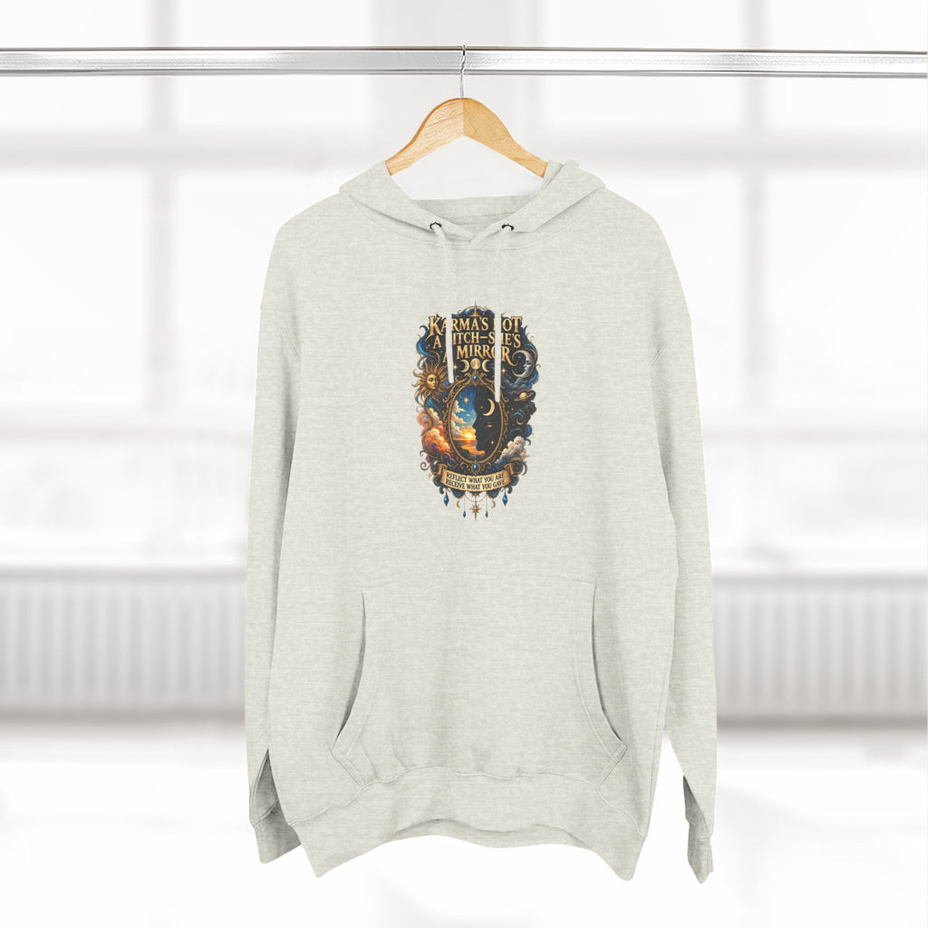 "Karma's not a Bitch she's a Mirror" Hoodie — Spiritual Boho Graphic Pullover