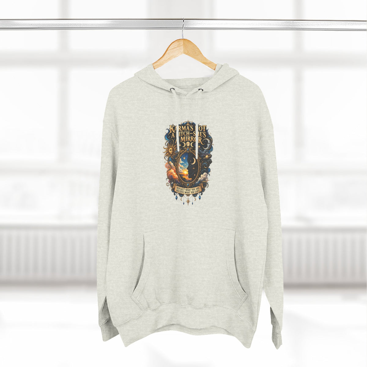 "Karma's not a Bitch she's a Mirror" Hoodie — Spiritual Boho Graphic Pullover