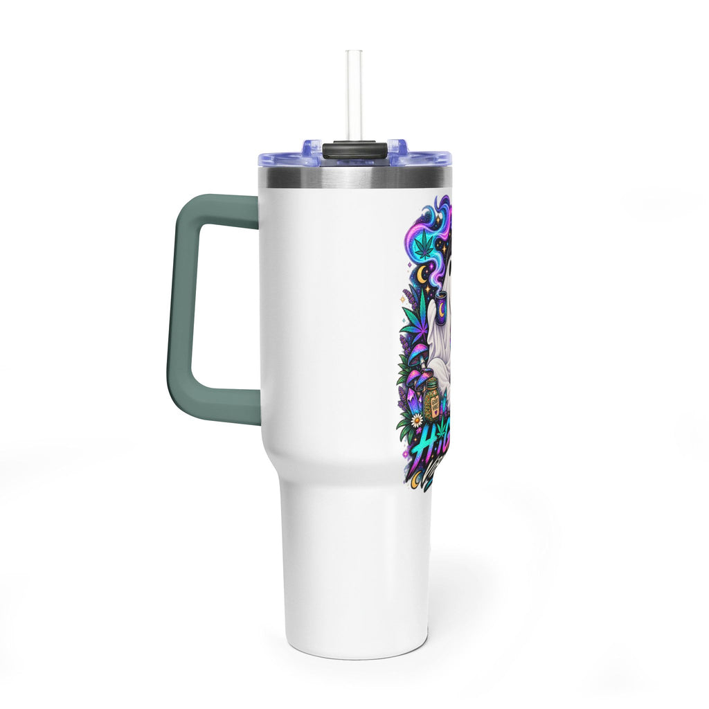 40oz Tumbler — "Higher Vibrations" Ghost & Cat Thermal Travel Mug