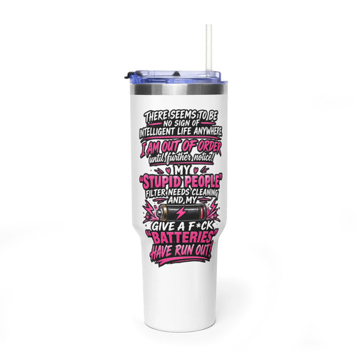 40oz Thermal Tumbler – Funny "Out of Order" Battery Joke Travel Mug